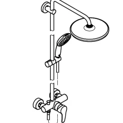 Grohe Colonne de douche mécanique avec douchette + pommeau + flexible + barre chrome, Vitalio Start