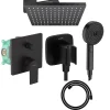 Colonne De Douche Encastrable|Hansgrohe Colonne de douche mécanique Vernis Shape Douche de tête Vernis Shape Flexible Designflex Douchette Pulsify noir