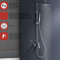 Poalgi Colonne de douche mécanique avec barre extensible SKY BATH chromé série INFINITE