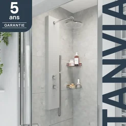 GoodHome Colonne de douche mécanique hydromassante, gris, Tanvia