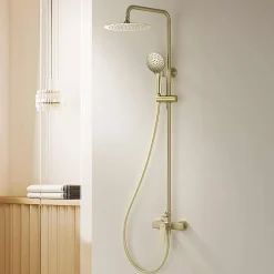 Poalgi Colonne de douche mécanique avec barre extensible SKY BATH or brossé PVD série GLORY