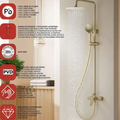 Poalgi Colonne de douche mécanique avec barre extensible SKY BATH or brossé PVD série GLORY