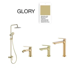 Poalgi Colonne de douche mécanique avec barre extensible SKY BATH or brossé PVD série GLORY