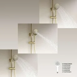 Poalgi Colonne de douche mécanique avec barre extensible SKY BATH or brossé PVD série GLORY