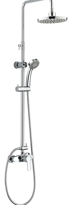 Colonne De Douche Mécanique|Edouard Rousseau Colonne de douche mécanique avec pommeau + douchette 3 jets + flexible + barre réglable, chrome, Shenti