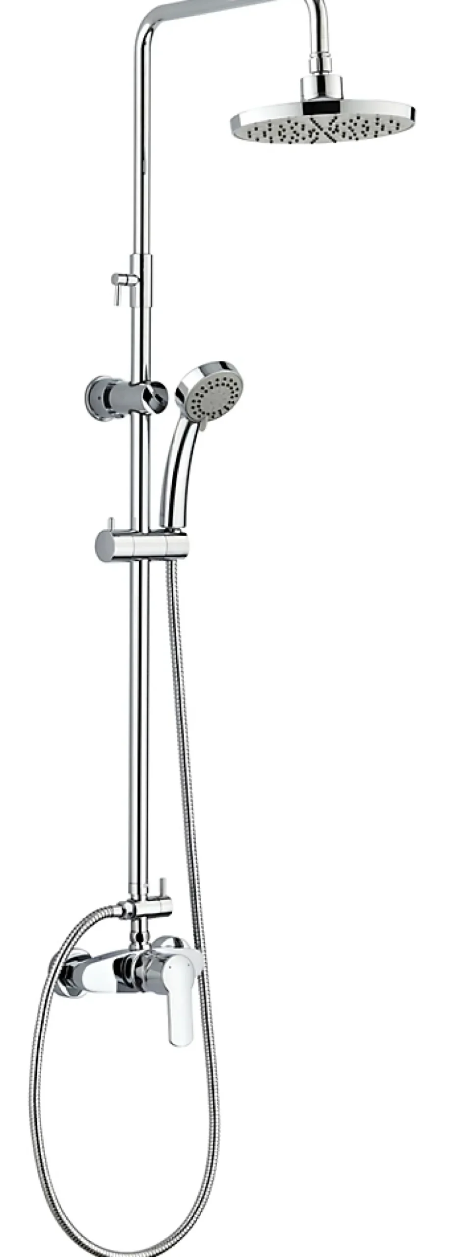 Colonne De Douche Mécanique|Edouard Rousseau Colonne de douche mécanique avec pommeau + douchette 3 jets + flexible + barre réglable, chrome, Shenti