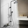 Colonne De Douche Mécanique|Homelody Colonne de Douche Mecanique avec Étagère Ensemble de Douche Douchette et Tête de Douche Hauteur Réglable 839 à 1164 mm ABS Noir