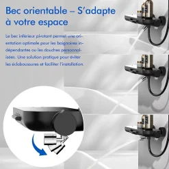 Colonne De Douche Mécanique|Homelody Colonne de Douche Mecanique avec Étagère Ensemble de Douche Douchette et Tête de Douche Hauteur Réglable 839 à 1164 mm ABS Noir