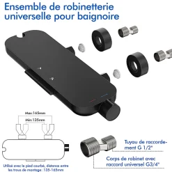 Colonne De Douche Mécanique|Homelody Colonne de Douche Mecanique avec Étagère Ensemble de Douche Douchette et Tête de Douche Hauteur Réglable 839 à 1164 mm ABS Noir