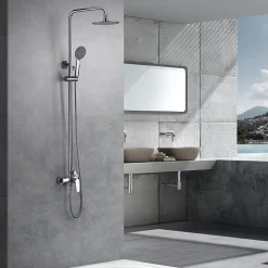 Colonne De Douche Mécanique|Imex Products Colonne de douche mitigeur chrome en acier et laiton avec douchette extensible