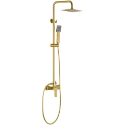 Imex Products Colonne de douche mitigeur or brosse acier et laiton douchette extensible pomme extraplate antic