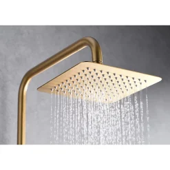 Imex Products Colonne de douche mitigeur or brosse acier et laiton douchette extensible pomme extraplate antic