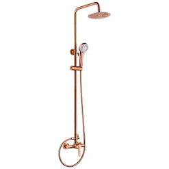 Imex Products Colonne de douche mitigeur or rose acier et laiton tête plate anticalcaire manche incluse