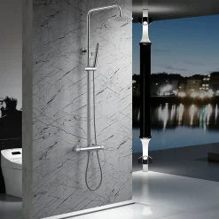 Imex Products Colonne de douche mitigeur acier et laiton chrome avec douchette extensible anticalcaire