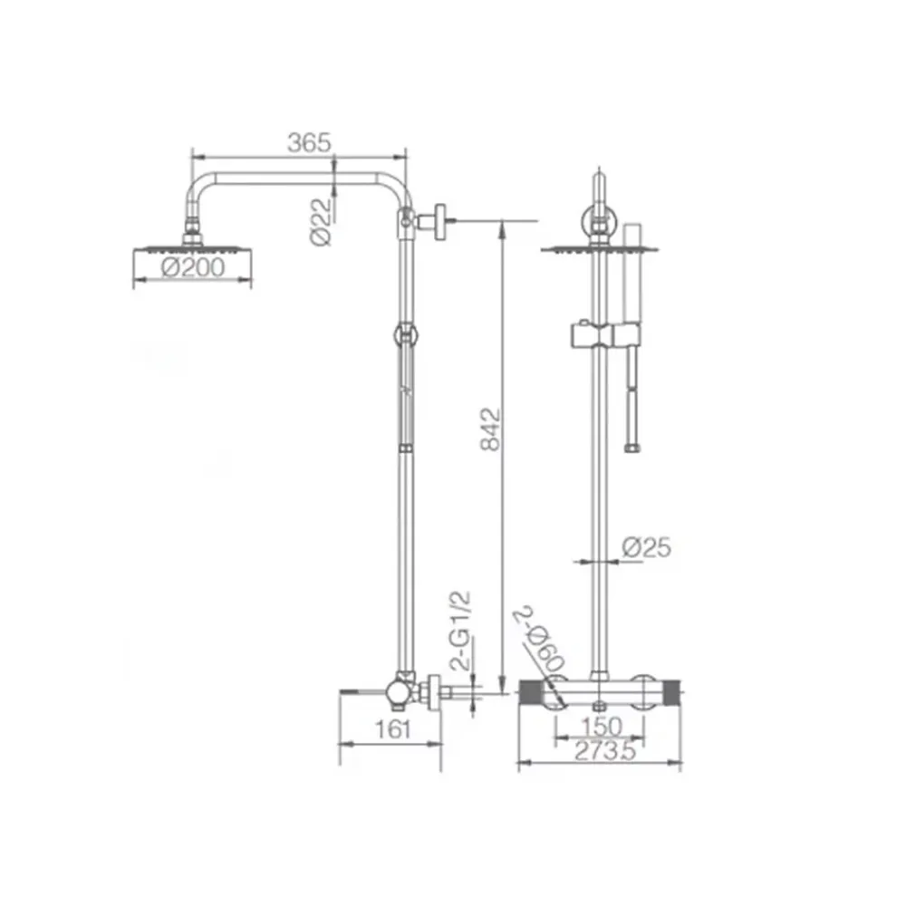 Imex Products Colonne de douche mitigeur acier et laiton chrome avec douchette extensible anticalcaire