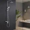 Imex Products Colonne de douche mitigeur chrome acier et laiton avec barre extensible et pommeau plat anticalcair