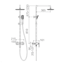 Imex Products Colonne de douche mitigeur chrome acier et laiton avec barre extensible et pommeau plat anticalcair