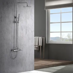 Imex Products Colonne de douche mitigeur monocommande chrome acier et laiton avec douchette extensible