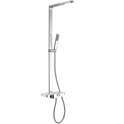 Bernstein Colonne de douche moderne combinée thermostatique acier inoxydable + tablette verre, 120x50cm, NT7385 Chrome, Sans pomme de douche