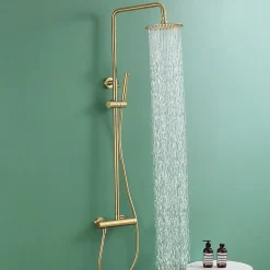 Colonne De Douche Mécanique|Kibath Colonne de douche monocommande ronde PRO, 78-125 cm, finition OR brossé, en laiton