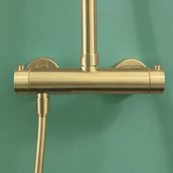 Colonne De Douche Mécanique|Kibath Colonne de douche monocommande ronde PRO, 78-125 cm, finition OR brossé, en laiton