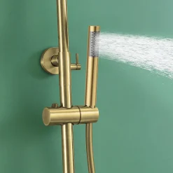Colonne De Douche Mécanique|Kibath Colonne de douche monocommande ronde PRO, 78-125 cm, finition OR brossé, en laiton