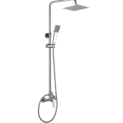 Kibath Colonne de douche monocommande carrée PIN, 80-120 cm, finition chrome poli, en laiton