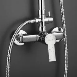 Kibath Colonne de douche monocommande carrée PIN, 80-120 cm, finition chrome poli, en laiton