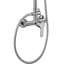 Kibath Colonne de douche monocommande carrée PIN, 80-120 cm, finition chrome poli, en laiton