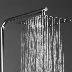 Colonne De Douche Mécanique|Kibath Colonne de douche monocommande carrée SIX, 79-125 cm, finition chrome poli, en laiton