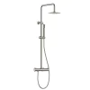 Kibath Colonne de douche monocommande ronde PRO, 78-125 cm, finition nickel brossé, en laiton