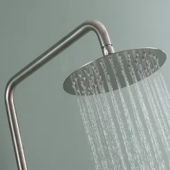 Kibath Colonne de douche monocommande ronde PRO, 78-125 cm, finition nickel brossé, en laiton