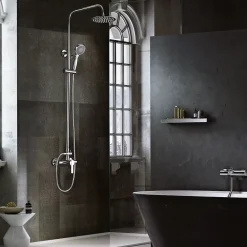 Imex Products Colonne de douche murale en acier et laiton finition chromee extensible