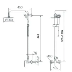 Imex Products Colonne de douche murale en acier et laiton finition chromee extensible