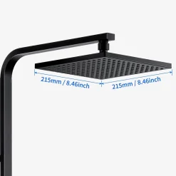 Colonne De Douche Thermostatique|Auralum Max Colonne de Douche Noir avec Mitigeur Thermostatique 2 Fonctions Ensemble de Douche Noir en Laiton, Haute Réglable 110-137 cm