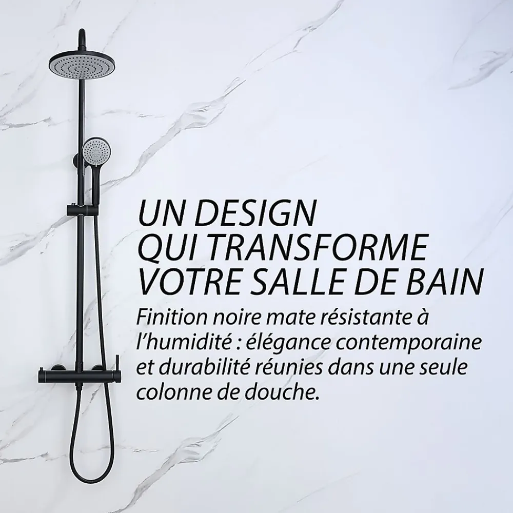 Colonne De Douche Mécanique|Dileci Colonne de douche noir mat - 2 fonctions -