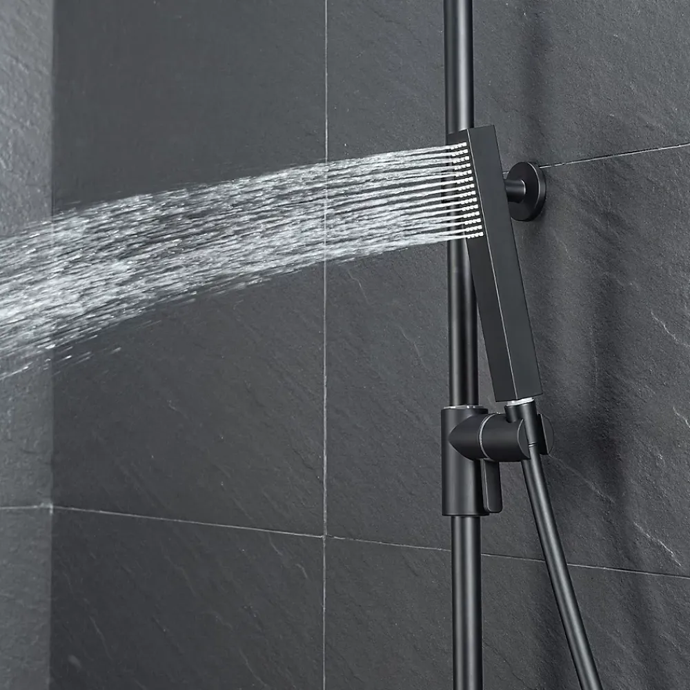 Bain-Bain Colonne de douche Noir Mat Avec Tablette KIRA -