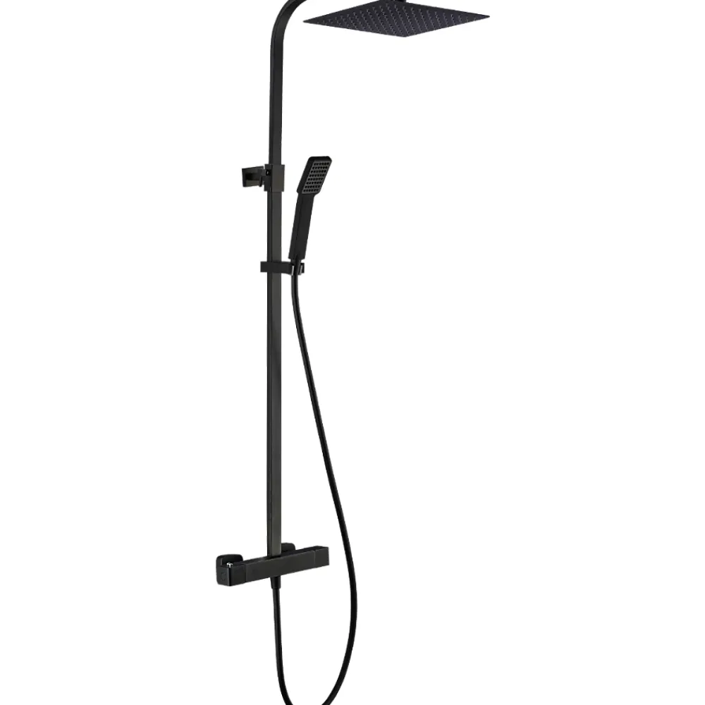 Essebagno Colonne de douche noire avec thermostatique 300 Quartos