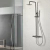 Colonne De Douche Encastrable|Imex Products Colonne de douche noire gun metal en acier et laiton avec douchette extraplats anticalcaire