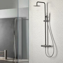 Colonne De Douche Encastrable|Imex Products Colonne de douche noire gun metal en acier et laiton avec douchette extraplats anticalcaire