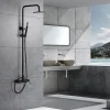 Imex Products Colonne de douche noire mat en acier et laiton avec flexible PVC et pommeau anticalcaire