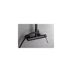 Imex Products Colonne de douche noire mat en acier et laiton avec flexible PVC et pommeau anticalcaire