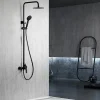 Imex Products Colonne de douche noire mate en acier et laiton avec flexible et pommeau extraplats