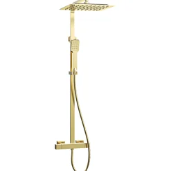 Essebagno Colonne de douche or brossé avec thermostatique 300 Quartos