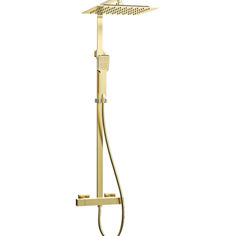 Essebagno Colonne de douche or brossé avec thermostatique 300 Quartos