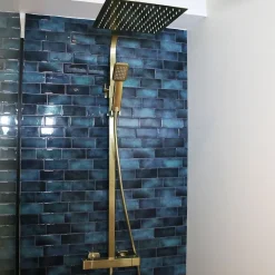 Essebagno Colonne de douche or brossé avec thermostatique 300 Quartos