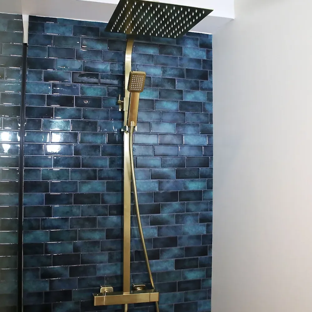 Essebagno Colonne de douche or brossé avec thermostatique 300 Quartos
