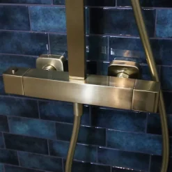 Essebagno Colonne de douche or brossé avec thermostatique 300 Quartos