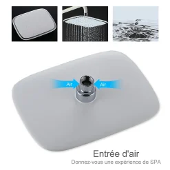 Colonne De Douche Mécanique|Homelody Colonne de Douche Peinture Blanc Ensemble de Douche Hauteur Réglable avec Mitigeur Mécanique Moderne pour Salle de Bain