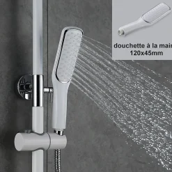 Colonne De Douche Mécanique|Homelody Colonne de Douche Peinture Blanc Ensemble de Douche Hauteur Réglable avec Mitigeur Mécanique Moderne pour Salle de Bain